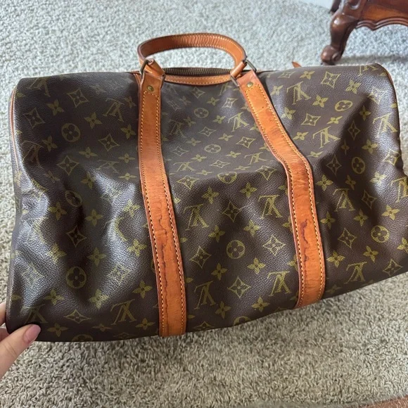 Louis Vuitton Sac Souple Travel Duffle 45 Brown Canvas, Leather Monogram GUC - Picture 7 of 16